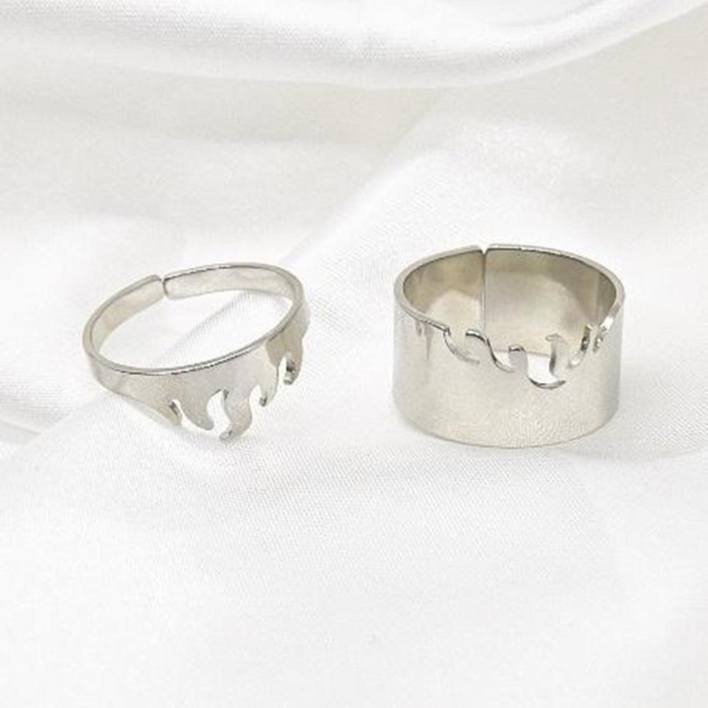 Silver Fire Flame Rings